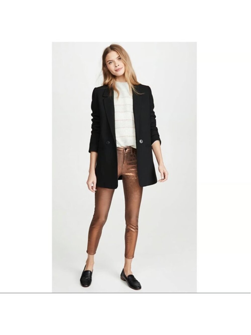 NWT L'Agence Margot in Pine Bark Bronze Foil Crackle High Rise Skinny Jeans 26 - Picture 3 of 11